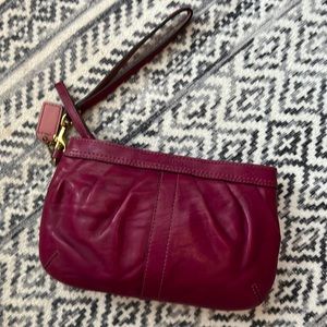 Genuine Leather Purple Pleated Coach Wristlet